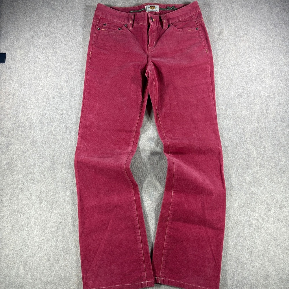 Route 66 Womens Corduroy Pants Bootcut Embellished Stretch Cotton Pink Size 4